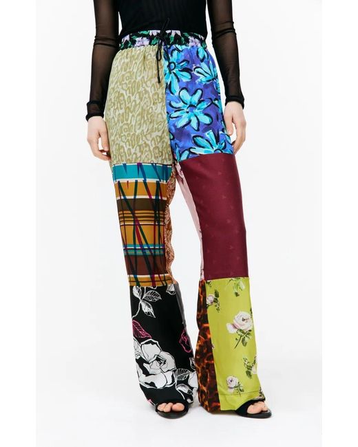 MARINE SERRE Multicolor Regenerated Silk Scarves Straight-Leg Trousers