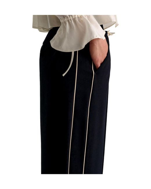 Dorothee Schumacher Blue Casual Attraction Side-Stripe Track Pants