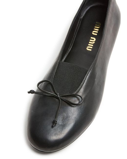 Miu Miu Black Leather Ballet Flats