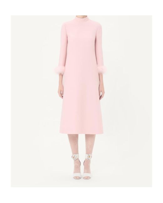 Valentino Pink Crepe Couture Dress With Feathers