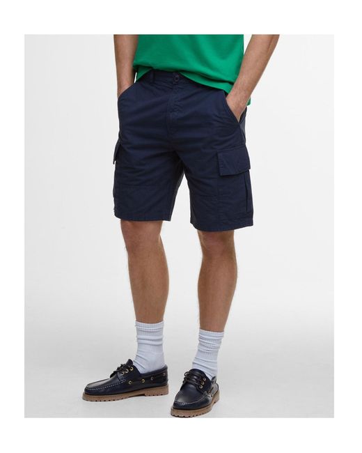 Barbour Blue Logo Patch Cargo Shorts for men