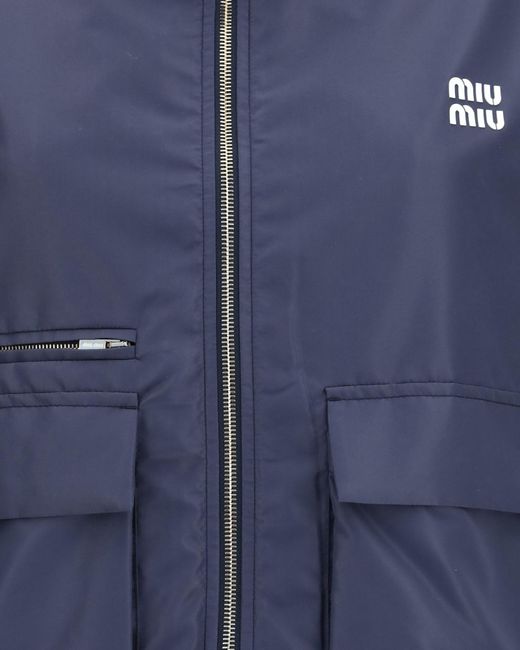 Miu Miu Blue Technical Fabric Blouson Jacket