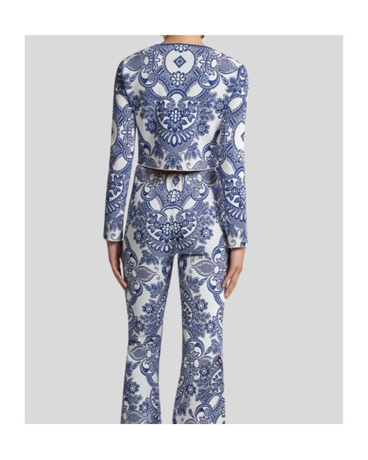 Etro Blue Two-Tone Cropped Cardigan
