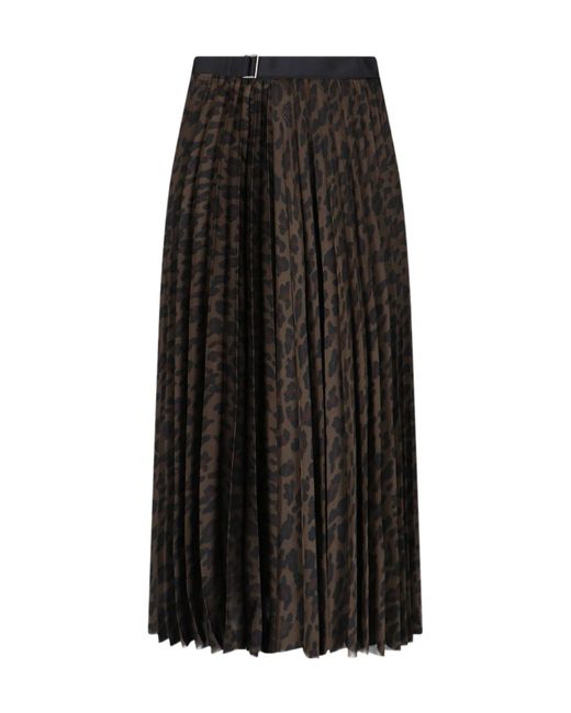 Sacai Black Leopard Print Skirt