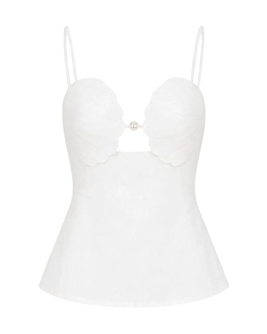 Farm Rio White Solid Color Camisole