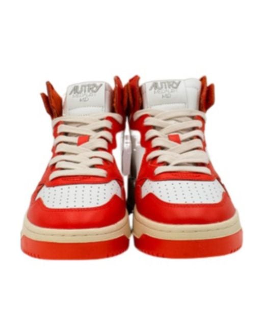 Autry Red Medalist Mid-Top Sneakers