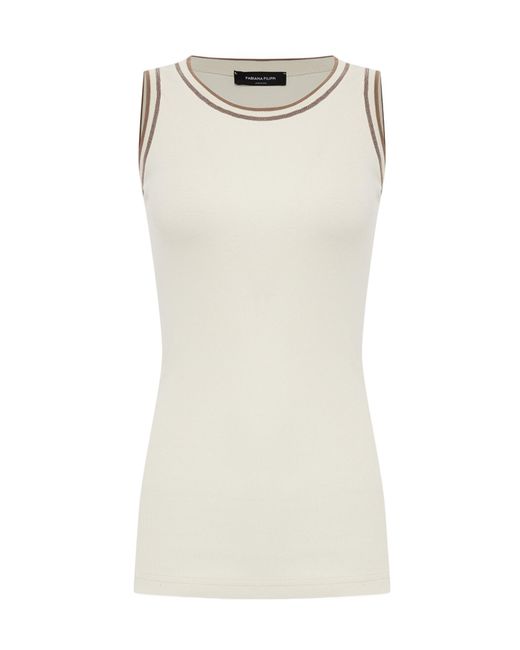 Fabiana Filippi Natural Embellished-Trim Ribbed Tank Top