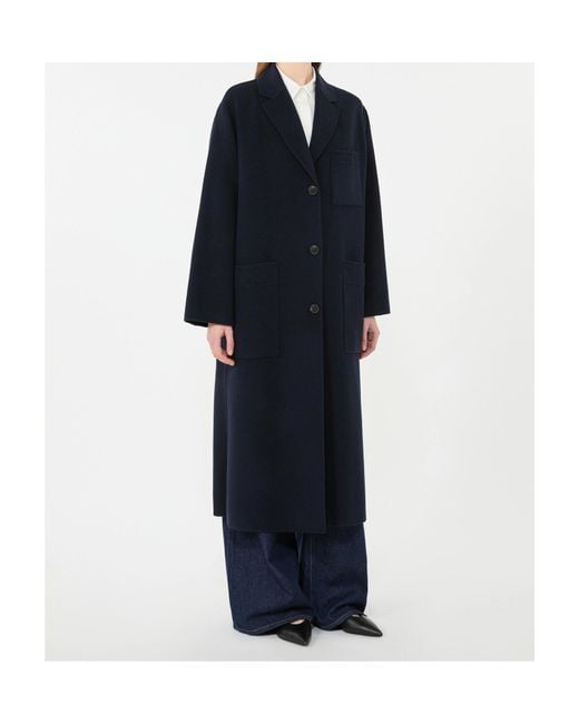 Weekend by Maxmara Blue Double-Faced Wool-Blend Coat