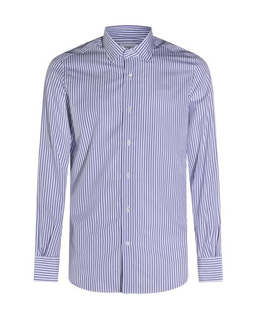 Mazzarelli Blue Striped Shirt for men