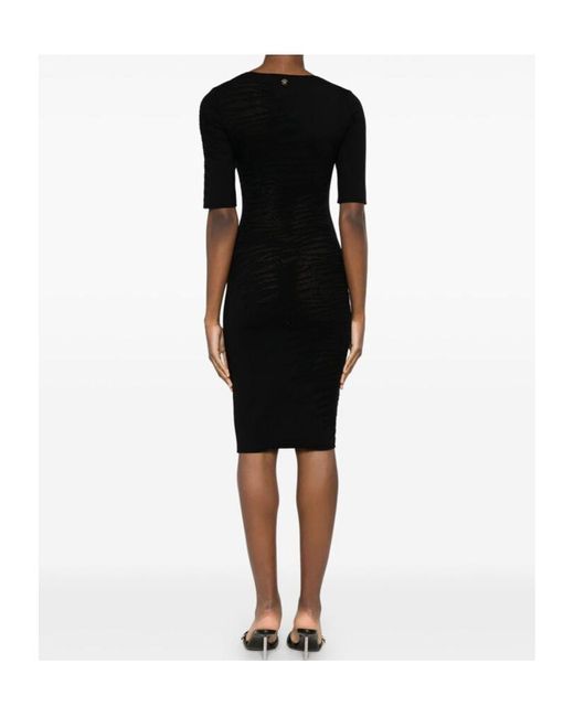 Roberto Cavalli Black Textured Sheath Dress