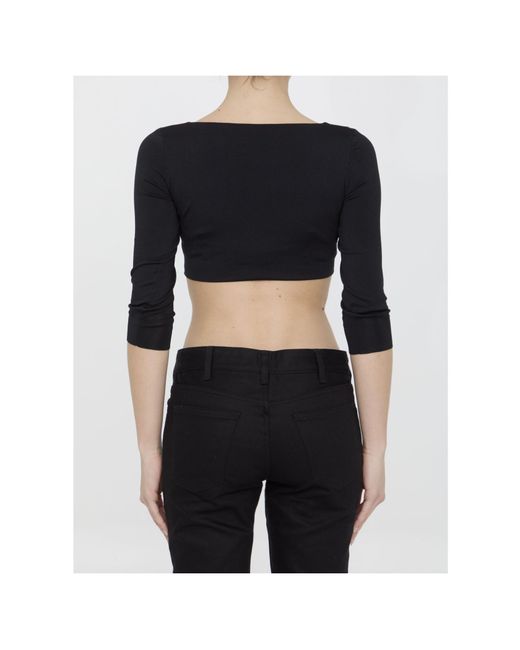 Céline Black Draped Crop Top