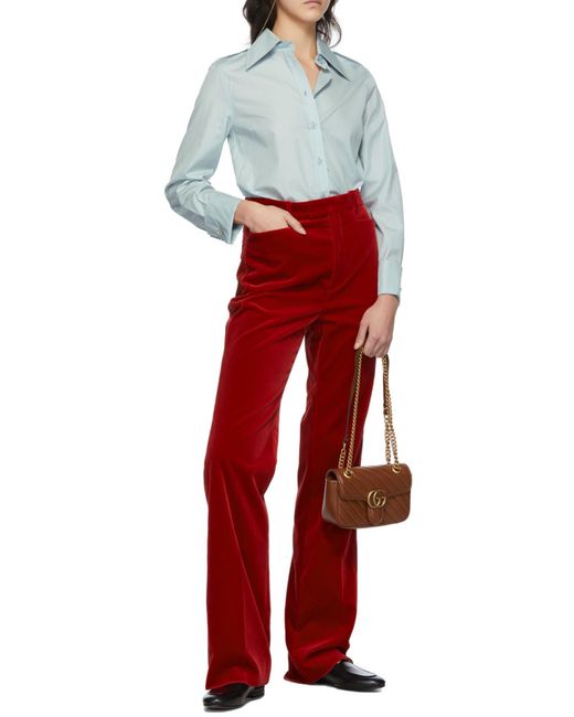 Gucci Blue Pointed Collar Buttoned Shirt
