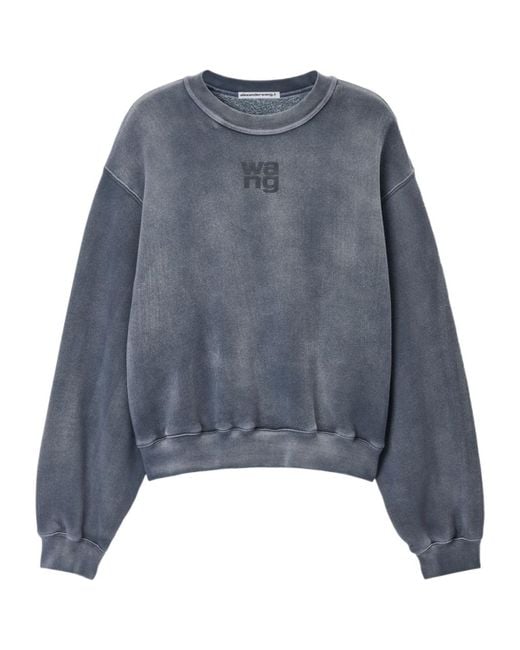 T By Alexander Wang Blue Logo Embossed Crewneck Sweatshirt