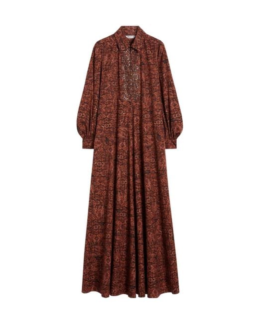 Max Mara Red Printed Cotton Kaftan Dress