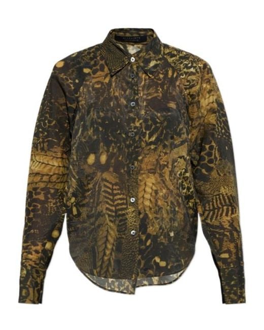 AllSaints Green Long-Sleeved Shirt