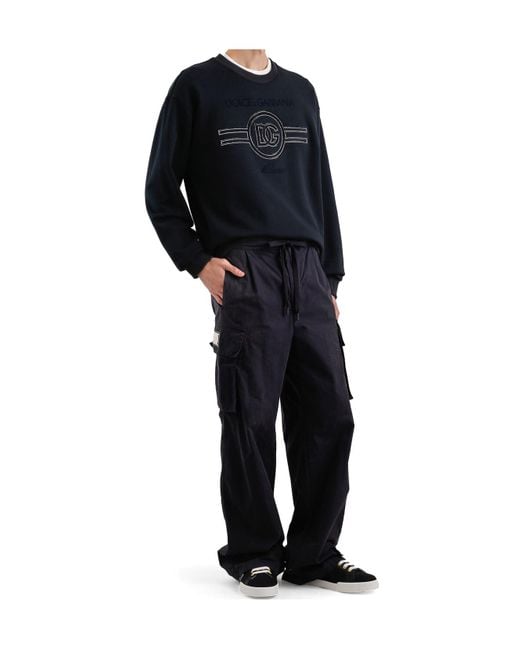 Dolce & Gabbana Black Logo Embroidered Crewneck Sweatshirt for men
