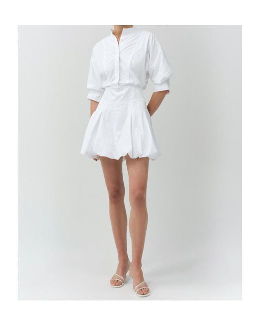 Jonathan Simkhai White Effie Cotton Bubble Mini Dress