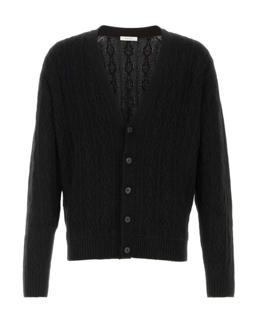 The Row Black Long-Sleeved Knitted Cardigan for men