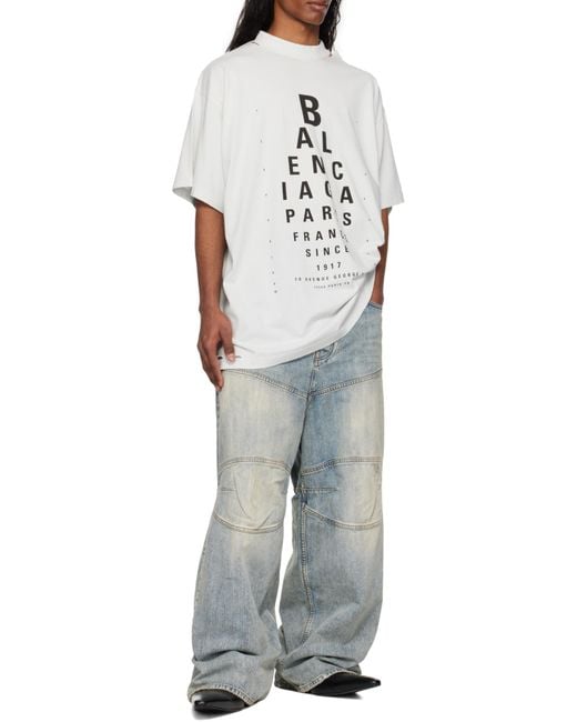 Balenciaga White Optical Cotton T-Shirt