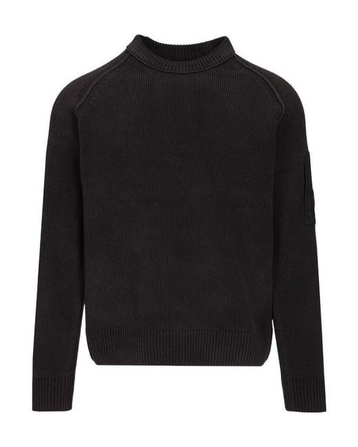 C P Company Black Lens Pocket Knitted Sweater for men