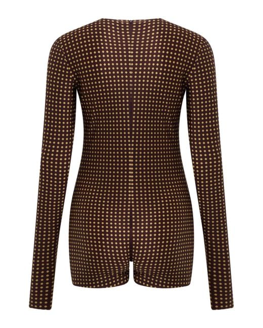 Philosophy Di Lorenzo Serafini Brown Fitted Polka-Dot Jumpsuit