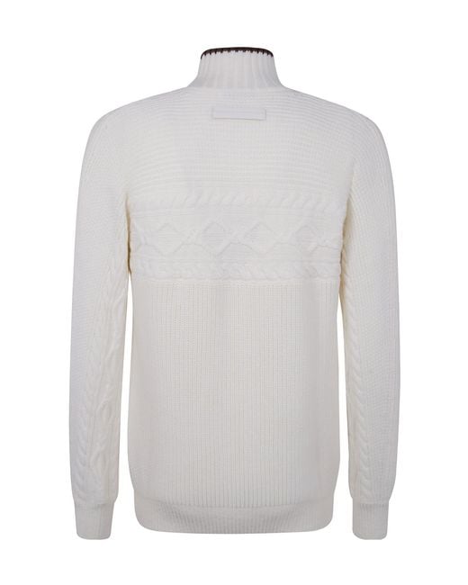 Zegna White High Neck Knitted Jumper for men