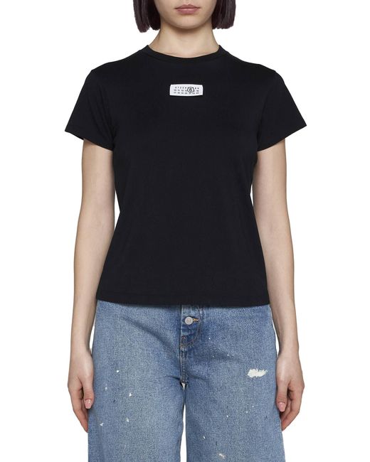 MM6 by Maison Margiela Black Logo Patch Crewneck T-Shirt