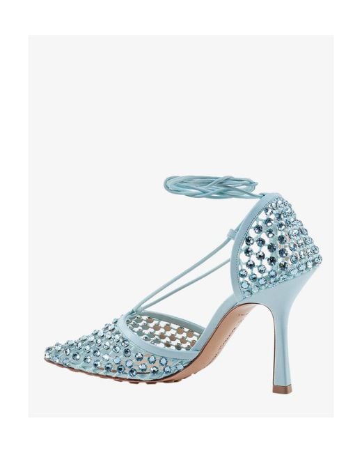 Bottega Veneta Blue Sparkle Stretch Sandals