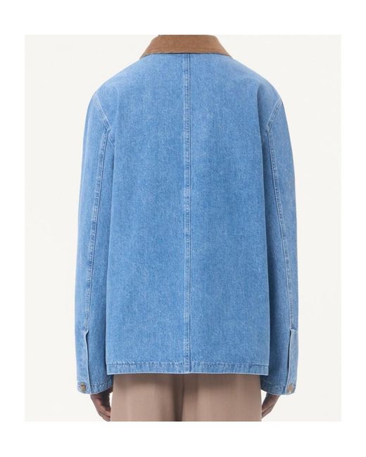 Valentino Blue Logo-Patch Denim Jacket for men