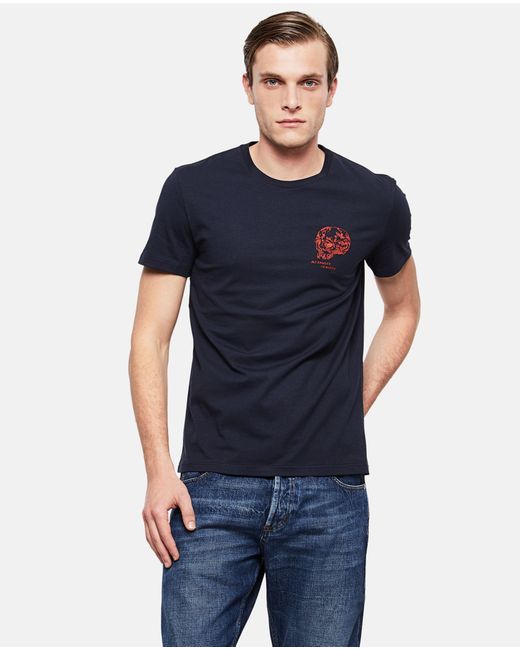 McQueen Blue Short-Sleeved T-Shirt for men