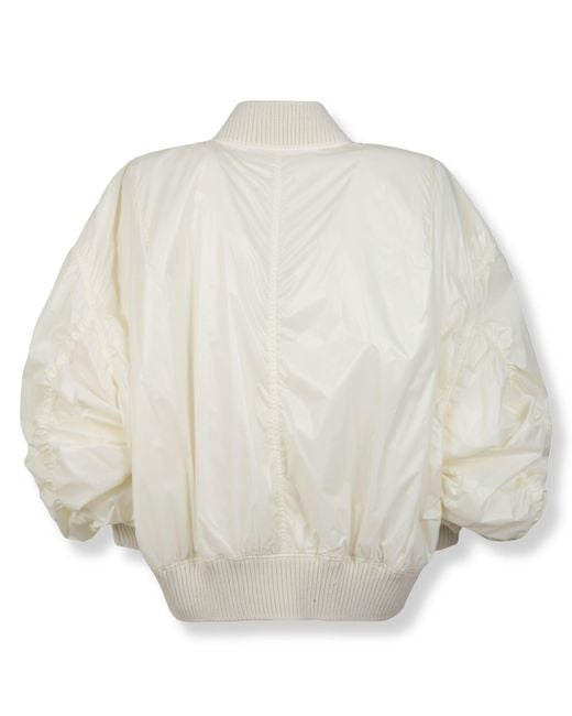Rick Owens White Oversized Bomber Jacket