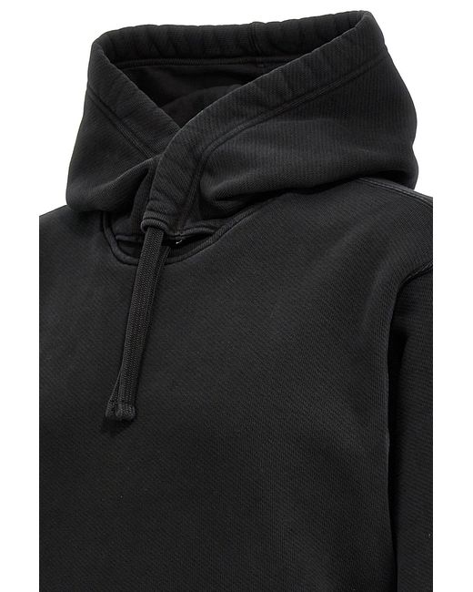 Stone Island Black Compass Patch Drawstring Hoodie for men