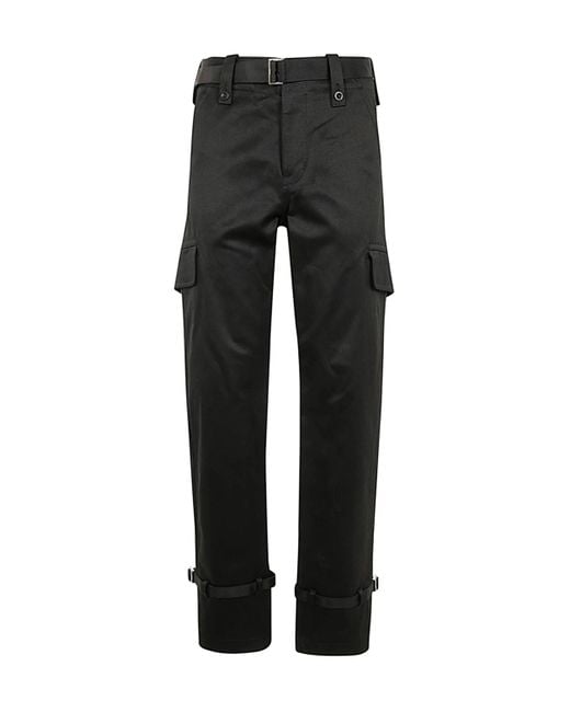 Sacai Black Straight-Leg Belted Cargo Trousers