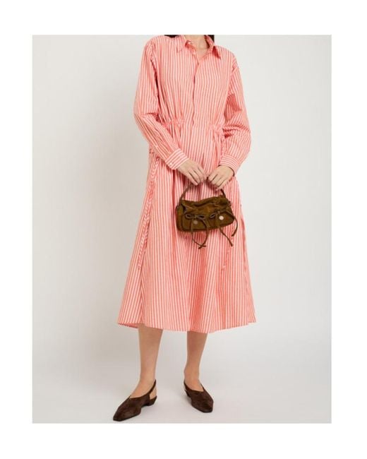 Polo Ralph Lauren Pink Striped Cotton-Blend Midi Shirt Dress