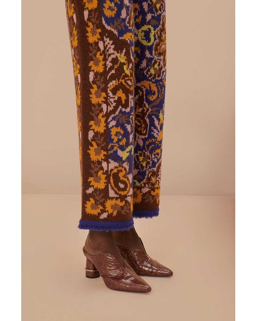 Farm Rio Blue Patterned Knitted Pants
