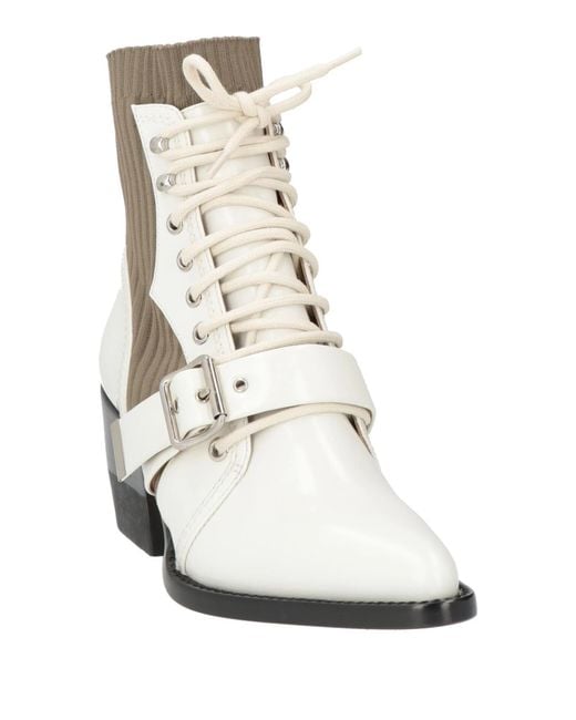 Chloé White Two-Tone Spliced Sock Boots
