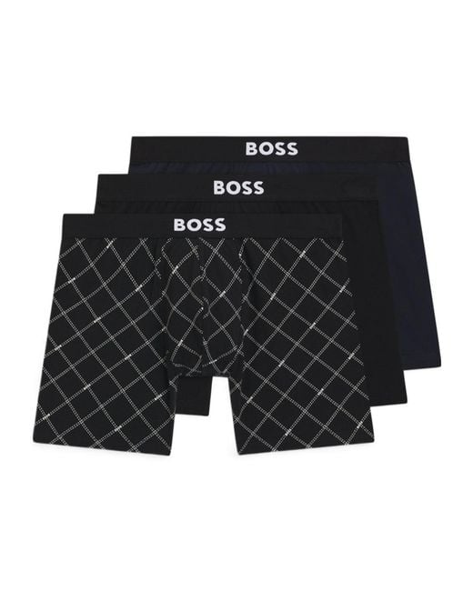 Boss Black Striped Boxer Briefs (Set Of Two) for men
