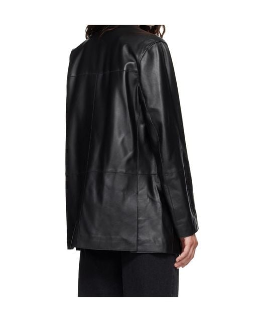 Loulou de Saison Black Nari Notch-Lapel Leather Jacket