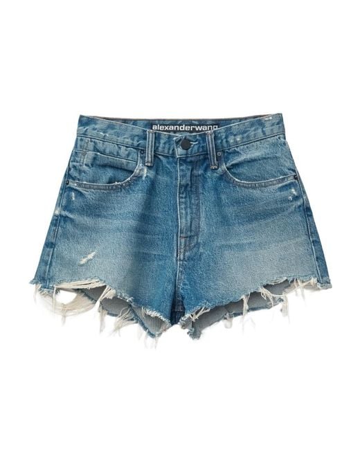 Alexander Wang Blue High Rise Denim Shorts