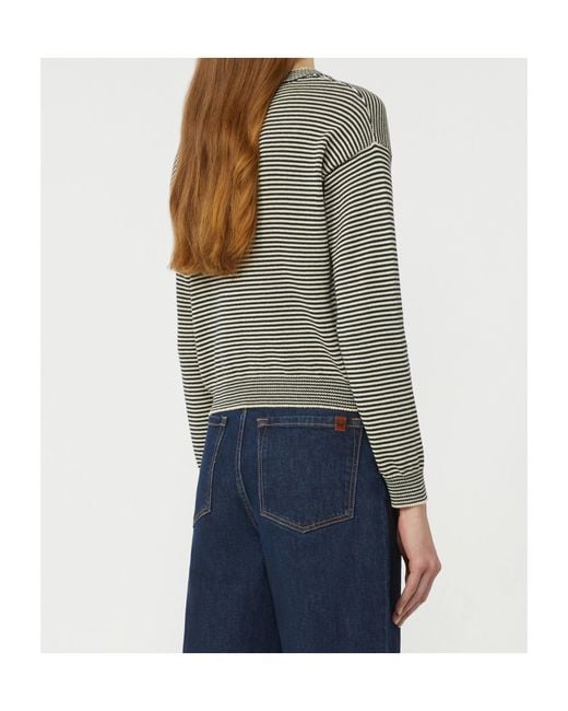 Max Mara Gray Striped Long-Sleeve Top
