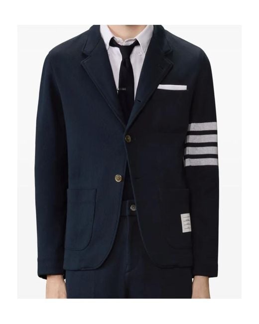 Thom Browne Blue Double Face Knit 4-Bar Sack Jacket for men