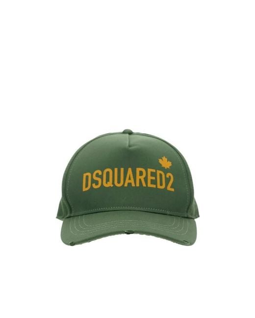 DSquared² Green Logo Print Baseball Cap for men