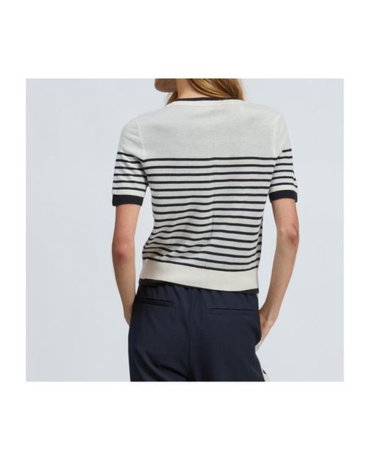 Rag & Bone Blue Short-Sleeved Striped Cardigan