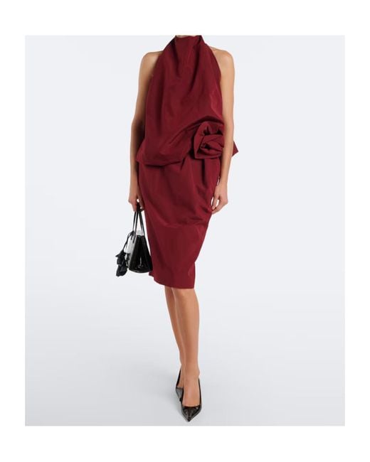 Magda Butrym Red Cotton And Silk Velvet Halterneck Top