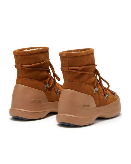 Moon Boot Brown Luna Logo Embossed Boots