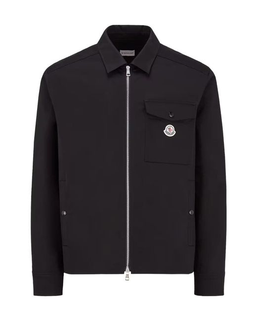 Moncler Black Zip-Up Gabardine Shirt Jacket for men