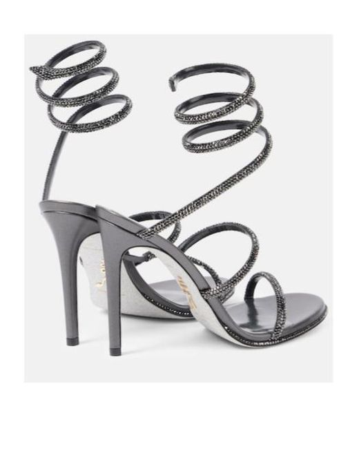 Rene Caovilla White Cleo Embellished Leather Sandals