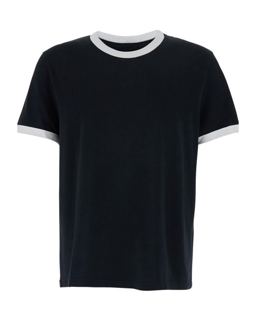 A.P.C. Black Contrast Trim Crewneck T-Shirt for men