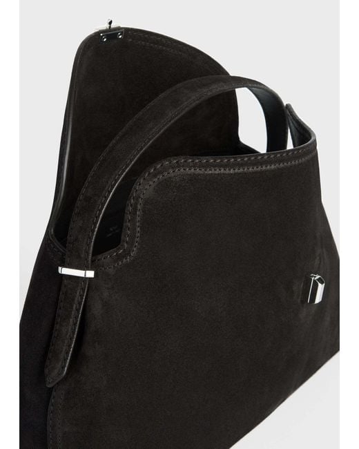 Totême Black Totême Logo Plaque Foldover Top Shoulder Bag
