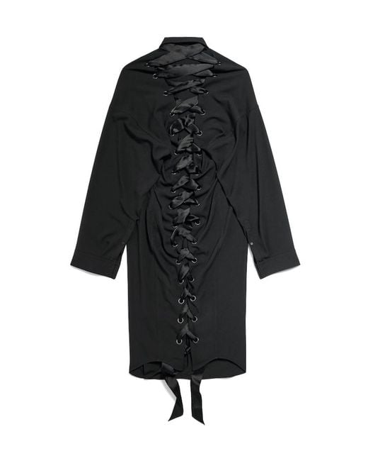 Balenciaga Lace-Up Shirt Dress in Black | Lyst